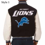 Detroit Lions Black and White Varsity Jacket