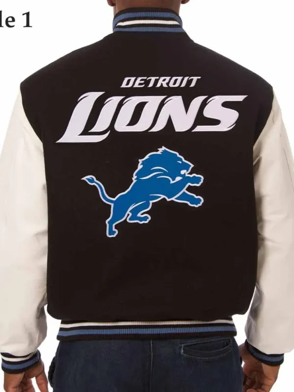 Detroit Lions Black and White Varsity Jacket