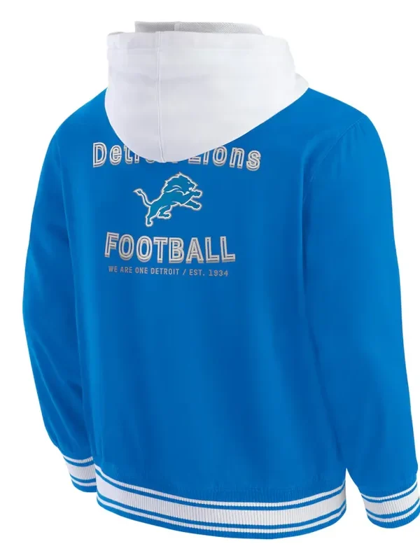Detroit Lions Blue Cotton Hooded Jacket