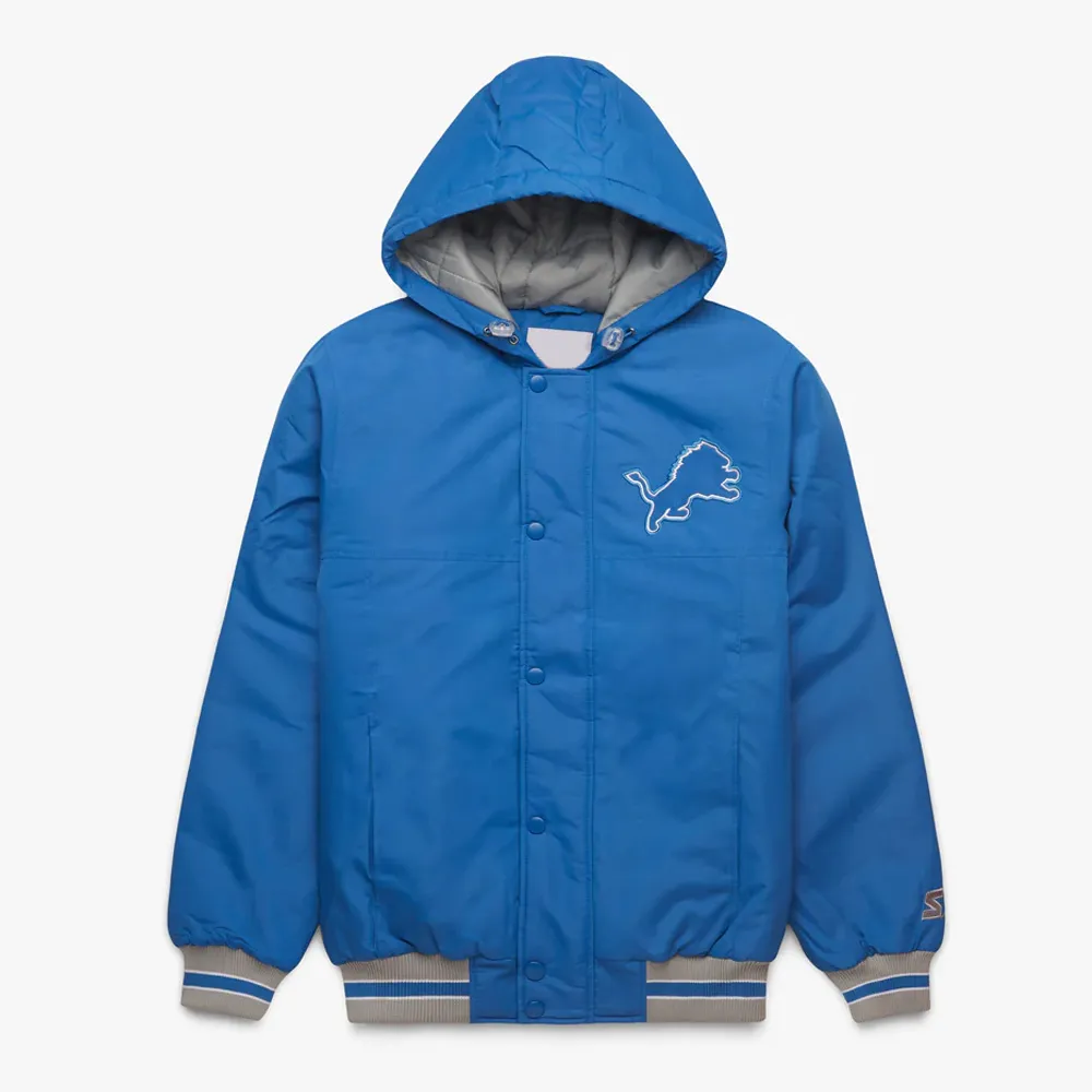 Detroit Lions Blue Hooded Jacket Detroit Lions Blue Hooded Jacket