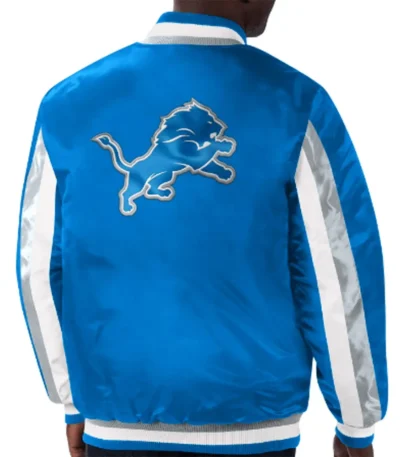 Detroit Lions Blue Stripe Satin Jacket