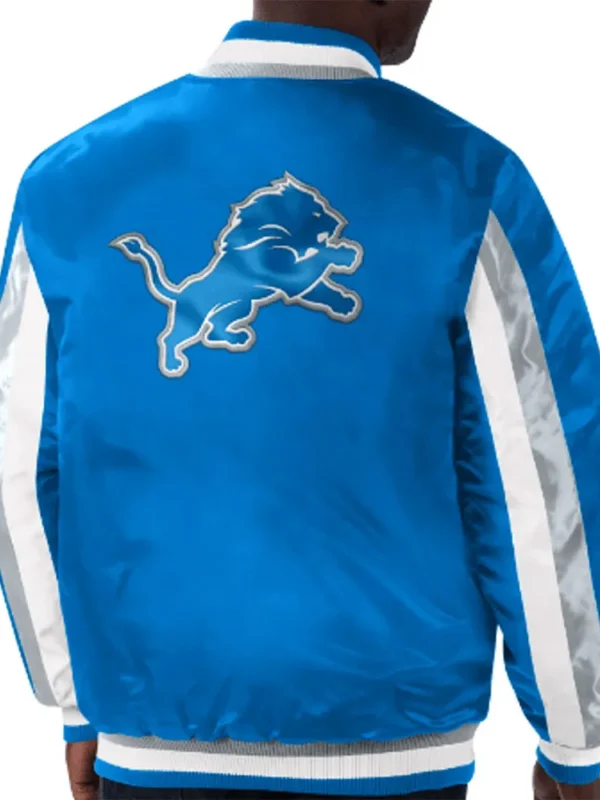 Detroit Lions Blue Stripe Satin Jacket