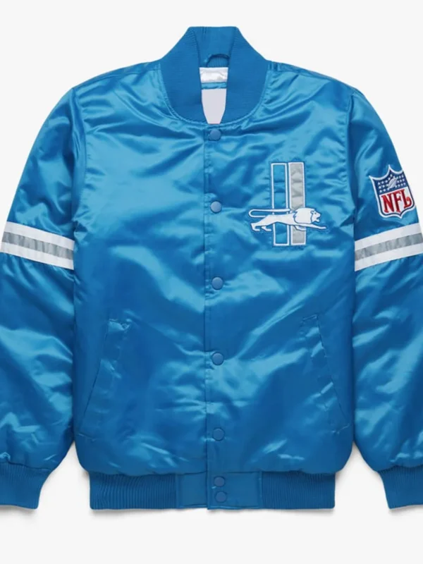Detroit Lions Bomber Satin Light Blue Jacket