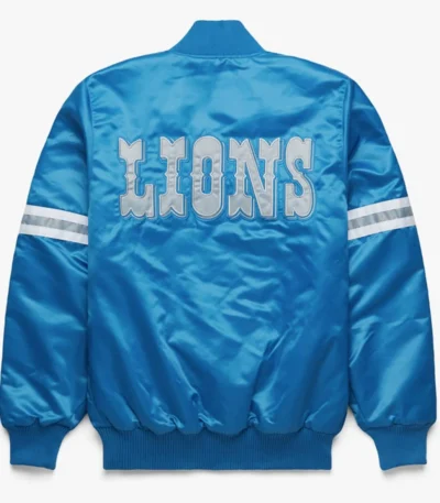 Detroit Lions Bomber Satin Light Blue Jacket
