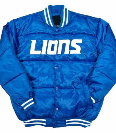 Detroit Lions Bubble Puffer Satin Jacket