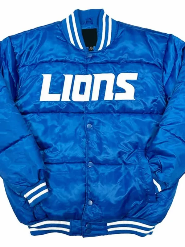 Detroit Lions Bubble Puffer Satin Jacket