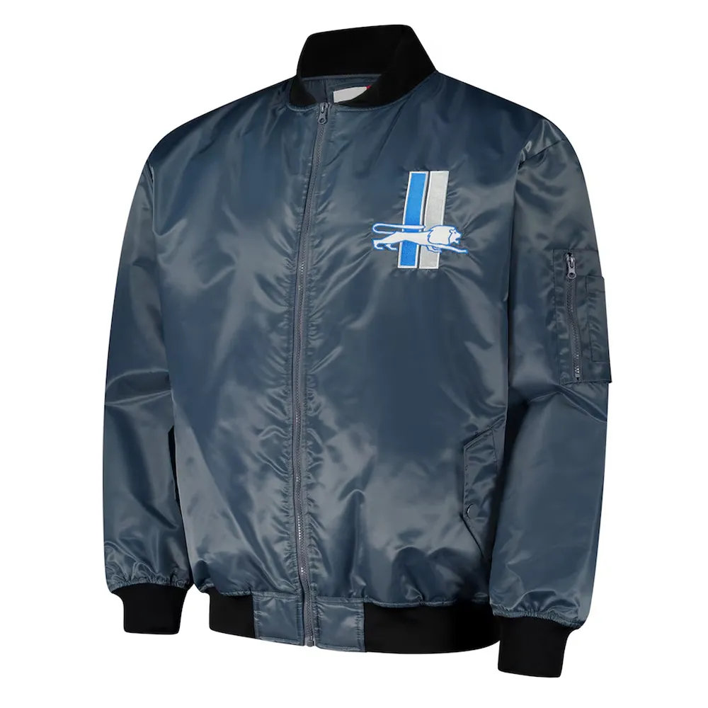 Detroit Lions Charcoal Bomber Full-Zip Jacket Detroit Lions Charcoal Bomber Full-Zip Jacket
