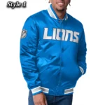 Detroit Lions Closer Blue-Silver Satin Jacket