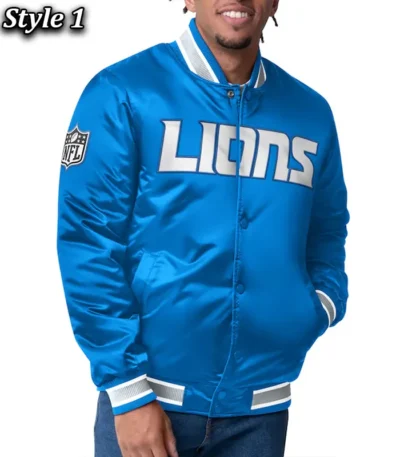 Detroit Lions Closer Blue-Silver Satin Jacket