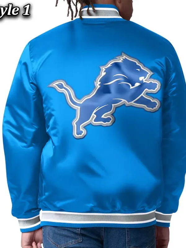 Detroit Lions Closer Blue-Silver Satin Jacket