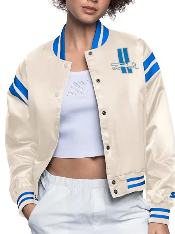 Detroit Lions Cream Full Count Satin Jacket