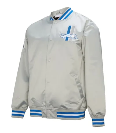 Detroit Lions Double Down Gray Satin Jacket