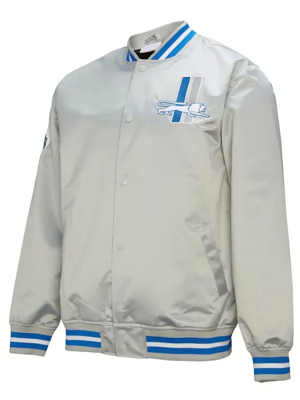 Detroit Lions Double Down Gray Satin Jacket