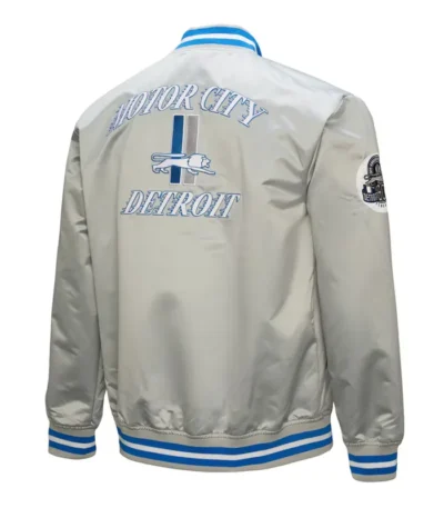 Detroit Lions Double Down Gray Satin Jacket
