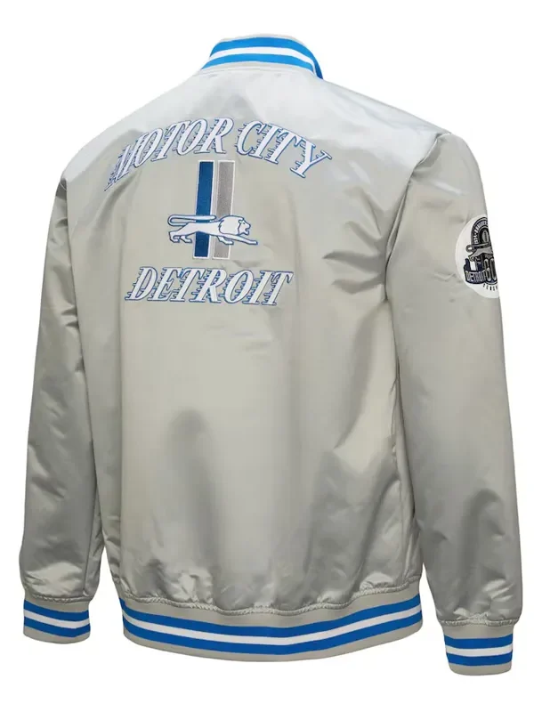 Detroit Lions Double Down Gray Satin Jacket