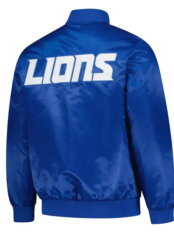 Detroit Lions Exclusive Blue Varsity Satin Jacket