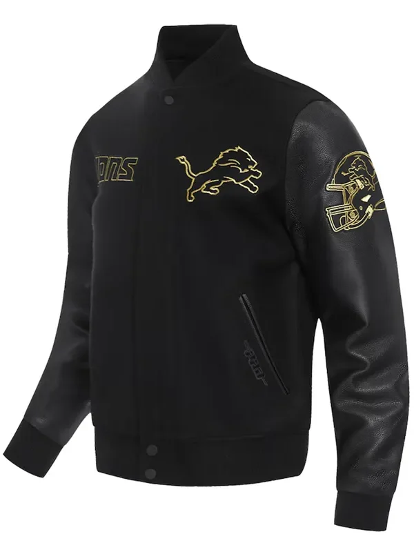 Detroit Lions Full-Zip Black Varsity Jacket