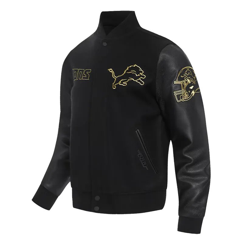 Detroit Lions Full-Zip Black Varsity Jacket Detroit Lions Full-Zip Black Varsity Jacket