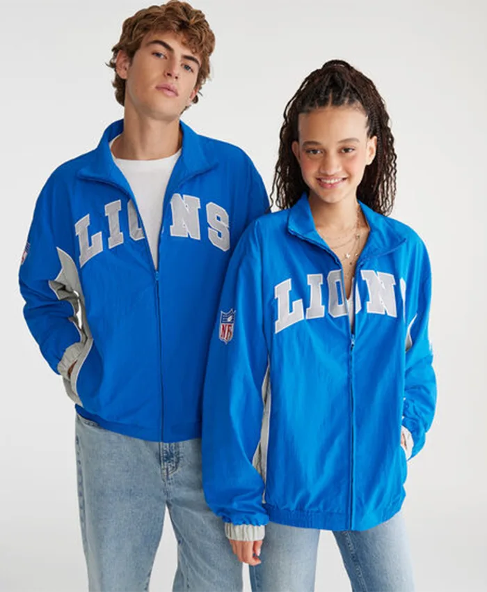 Detroit Lions Full-Zip Blue Track Jacket Detroit Lions Full-Zip Blue Track Jacket