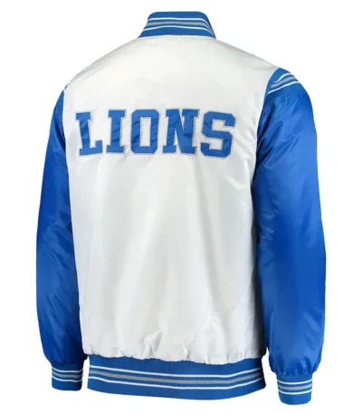 Detroit Lions Historic Logo Renegade White-Blue Satin Jacket