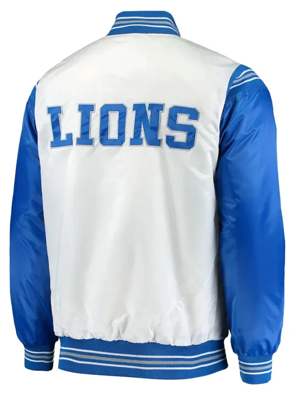 Detroit Lions Historic Logo Renegade White-Blue Satin Jacket