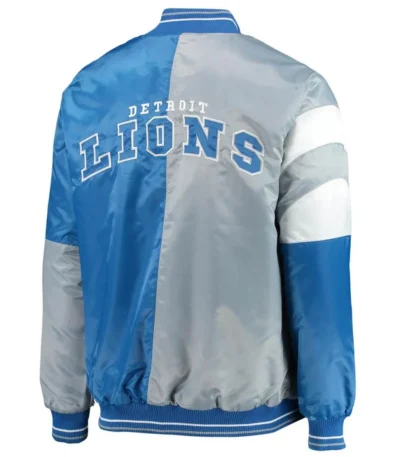 Detroit Lions Leader Varsity Satin Blue-Gray Full-Snap Jacket
