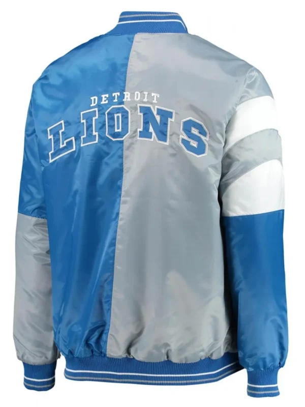 Detroit Lions Leader Varsity Satin Blue-Gray Full-Snap Jacket