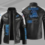 Detroit Lions Leather Zip up Jacket