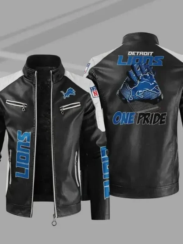 Detroit Lions Leather Zip up Jacket