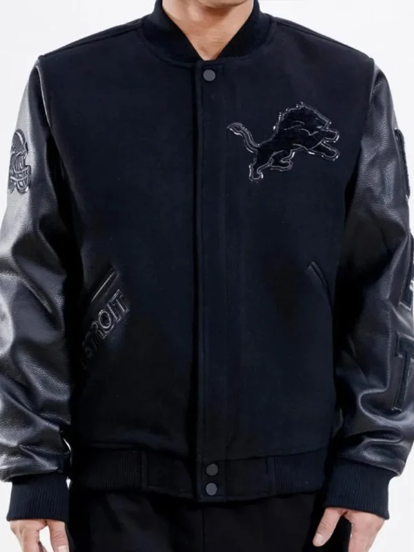 Detroit Lions Letterman Varsity Black Jacket