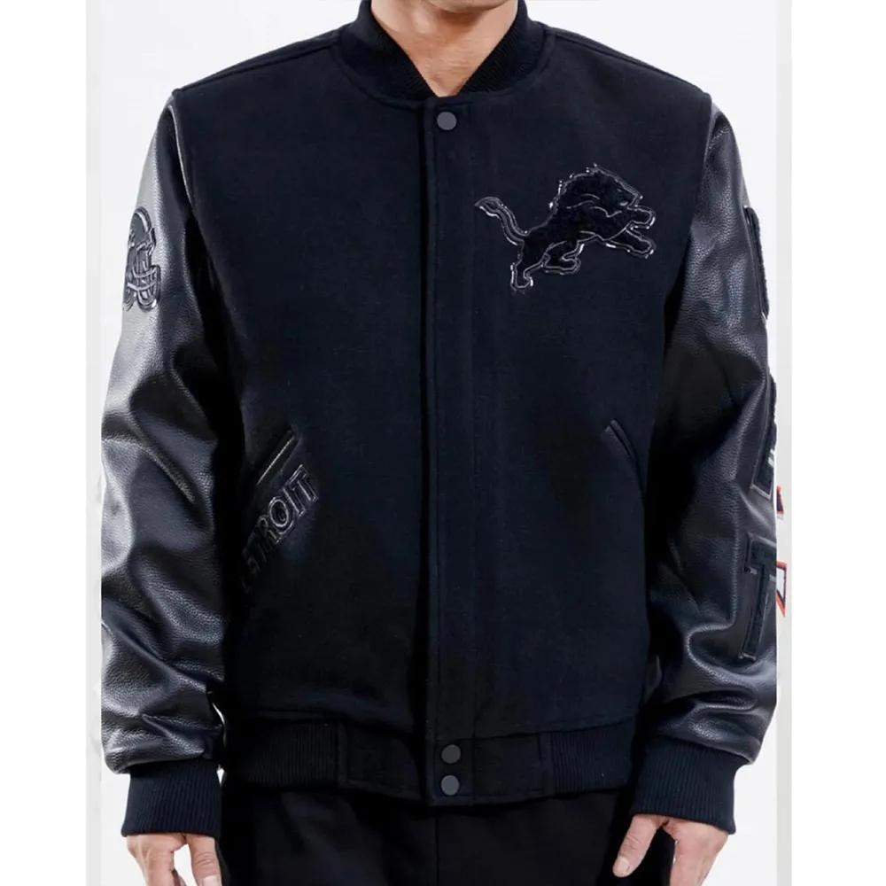 Detroit Lions Letterman Varsity Black Jacket Detroit Lions Letterman Varsity Black Jacket