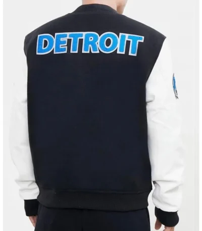 Detroit Lions Letterman Varsity Black and White Jacket