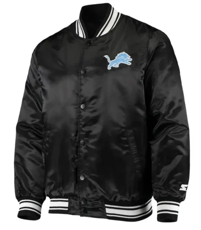 Detroit Lions Locker Room Black Satin Jacket