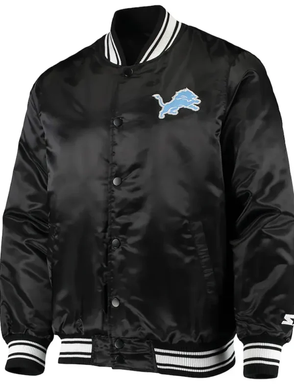 Detroit Lions Locker Room Black Satin Jacket