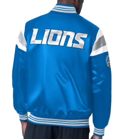 Detroit Lions Midweight Blue Satin Jacket