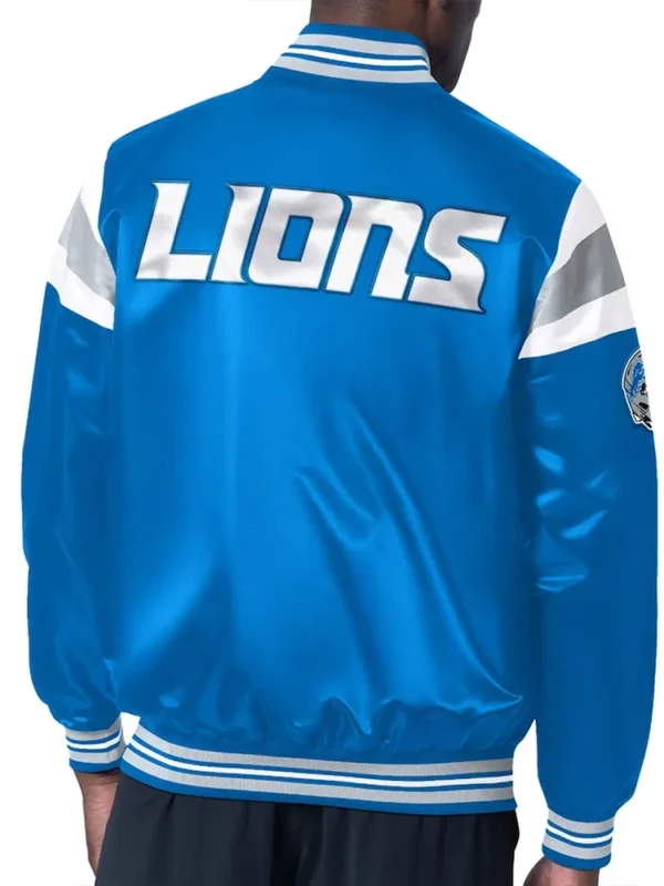 Detroit Lions Midweight Blue Satin Jacket