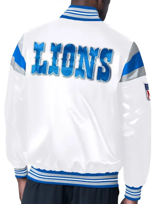 Detroit Lions Midweight White Satin Jacket