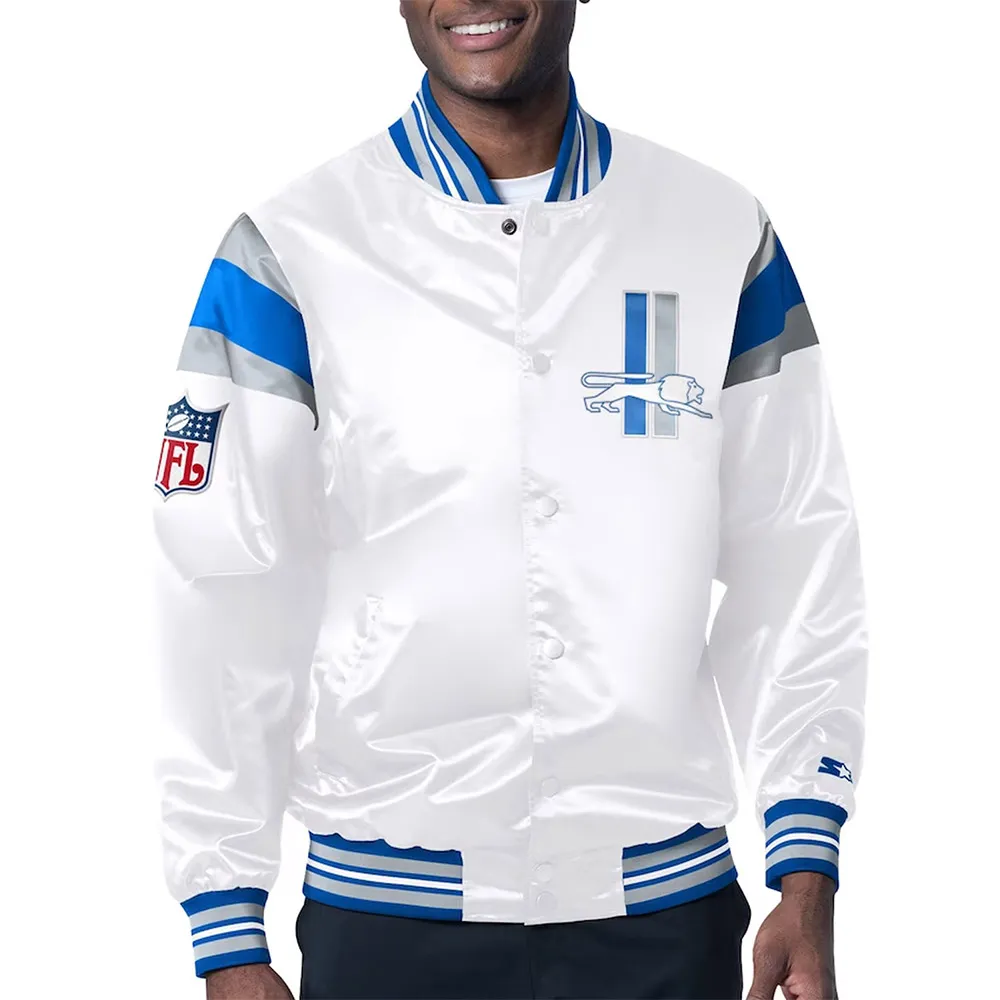 Detroit Lions Midweight White Satin Jacket Detroit Lions Midweight White Satin Jacket