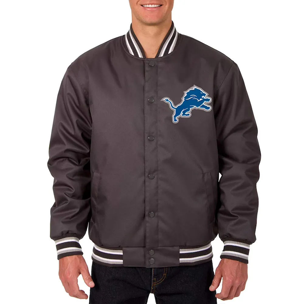 Detroit Lions Poly Twill Gray Jacket Detroit Lions Poly Twill Gray Jacket