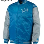 Detroit Lions Satin Blue and Grey Starter Jacket
