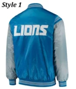 Detroit Lions Satin Blue and Grey Starter Jacket
