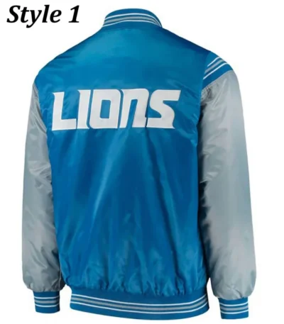 Detroit Lions Satin Blue and Grey Starter Jacket