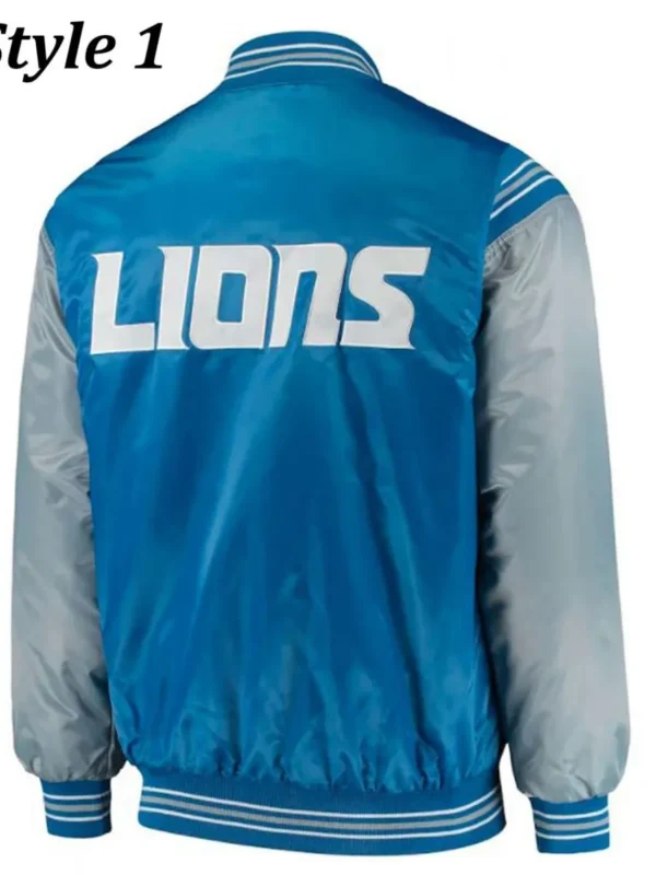 Detroit Lions Satin Blue and Grey Starter Jacket