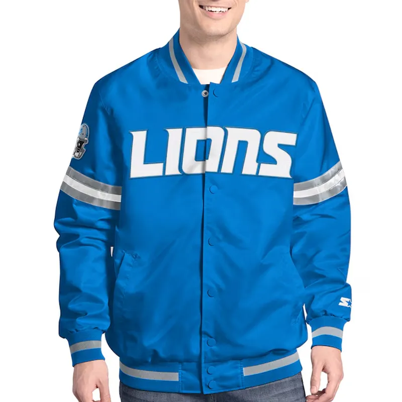 Detroit Lions Scout Varsity Satin Jacket Detroit Lions Scout Varsity Satin Jacket