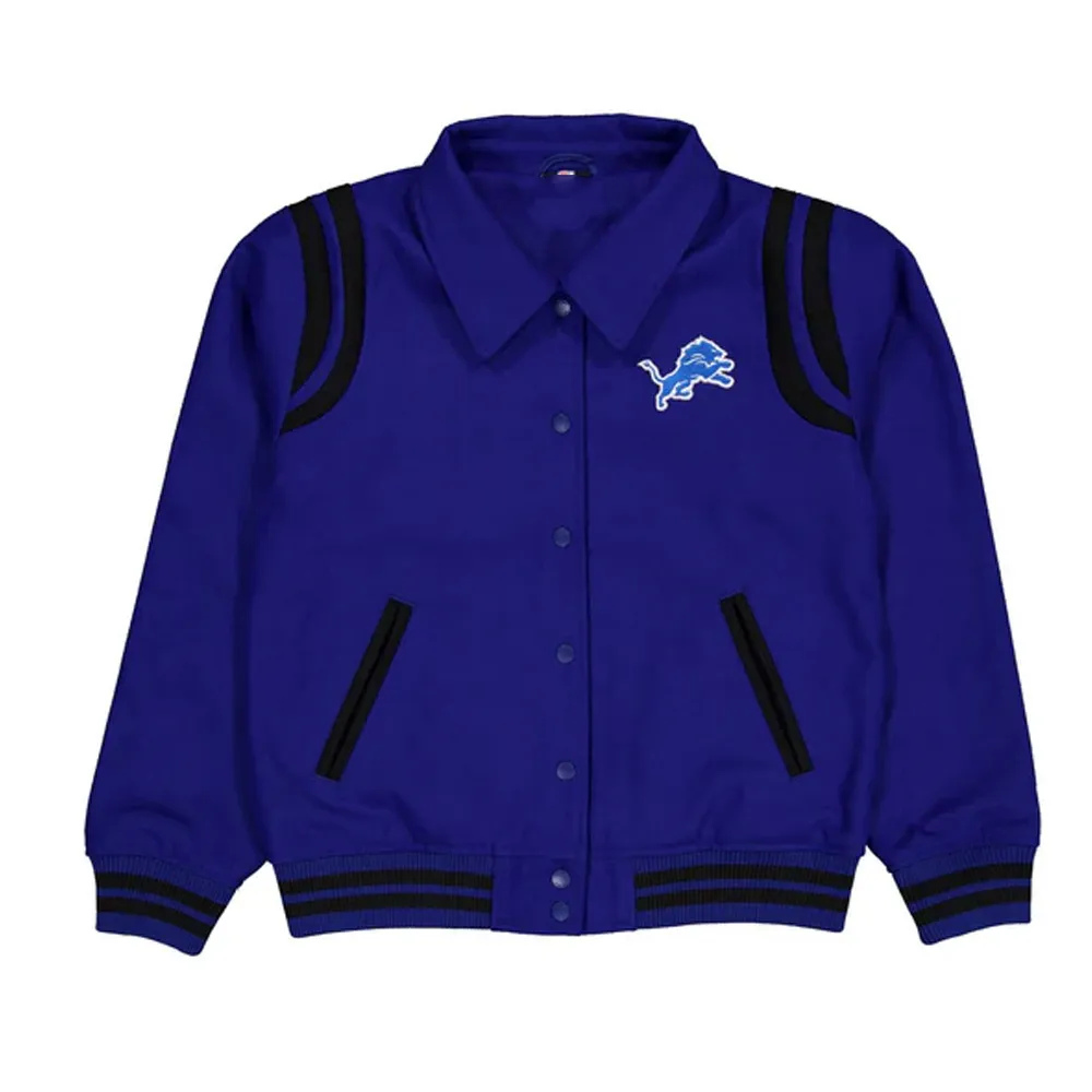 Detroit Lions Sport Night Teddy Varsity Jacket Detroit Lions Sport Night Teddy Varsity Jacket