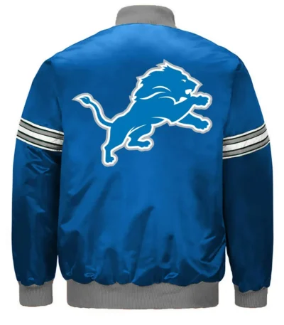 Detroit Lions Striped Blue Satin Jacket