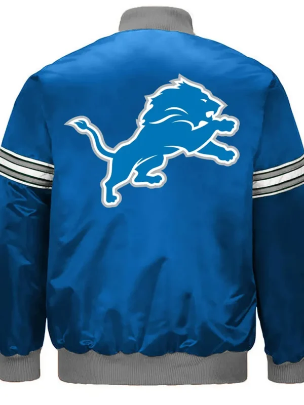 Detroit Lions Striped Blue Satin Jacket
