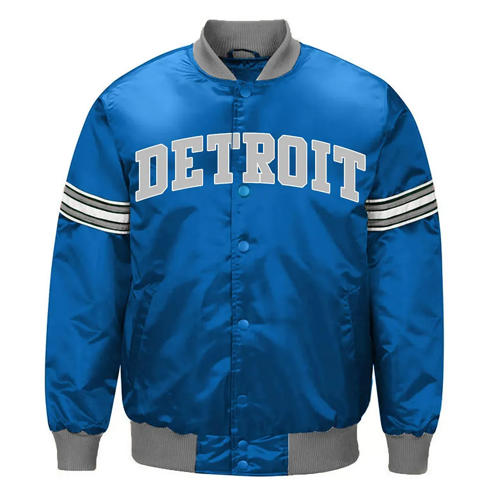 Detroit Lions Striped Blue Satin Jacket Detroit Lions Striped Blue Satin Jacket