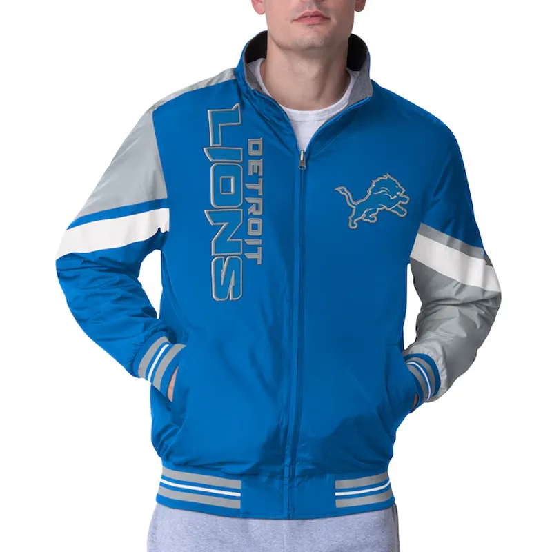 Detroit Lions Strong Arm Blue Full-Zip Jacket Detroit Lions Strong Arm Blue Full-Zip Jacket