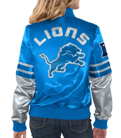 Detroit Lions Tie Breaker Blue Satin Jacket